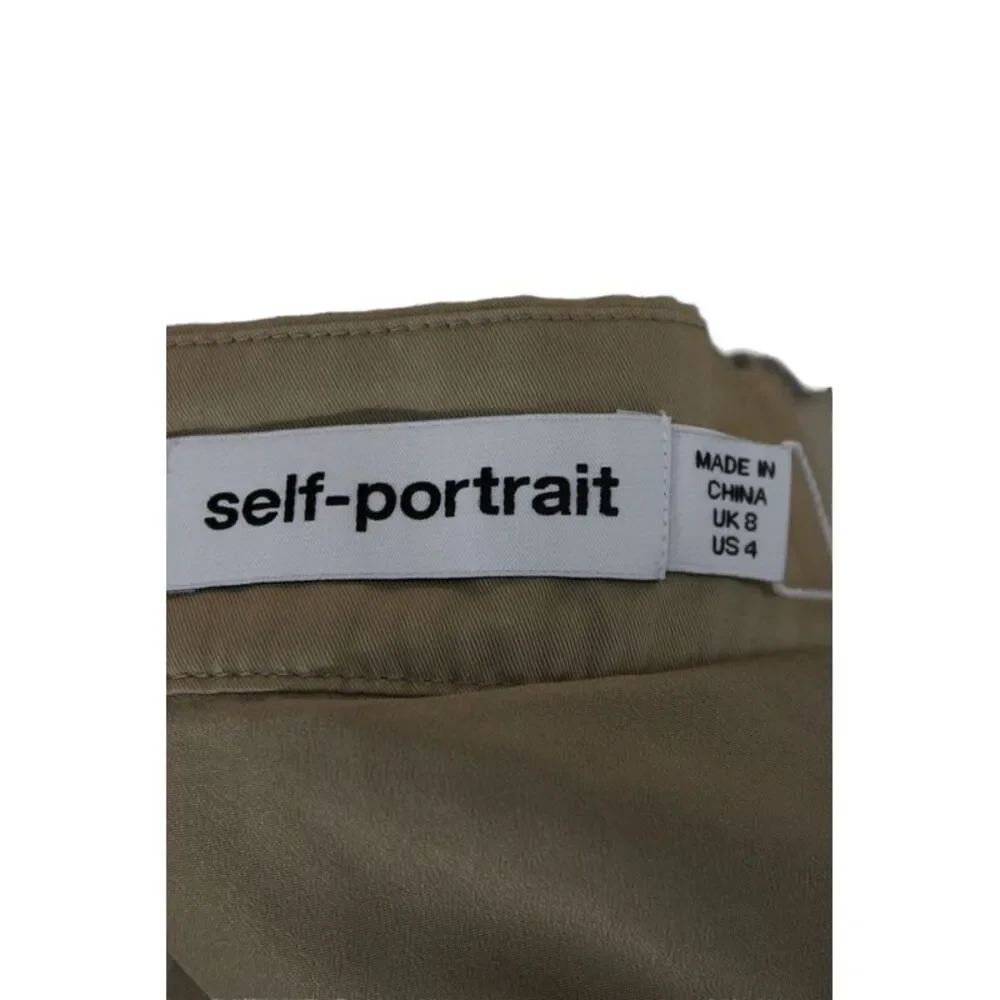 Self Portrait Womens Cargo Pleated Wrap Mini Skirt Tan Size 4